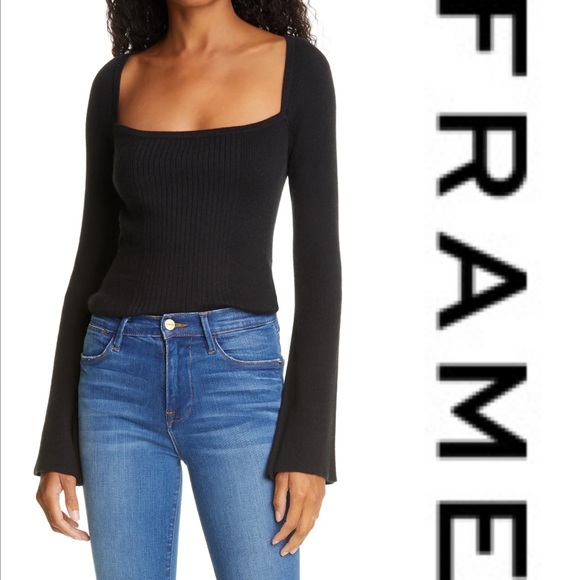 Frame Denim Sweaters - NWT  Frame Luxe Bell-Sleeve Sweater Black, size Medium